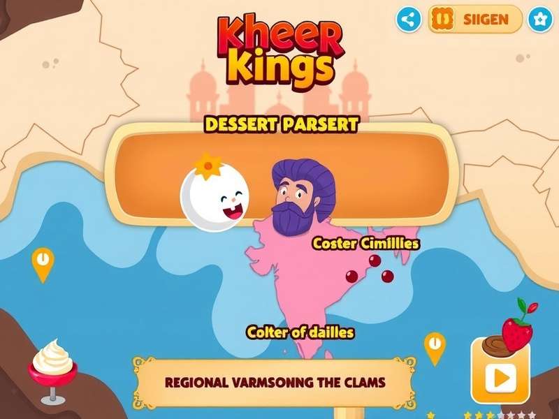 Kheer Kings game screenshot showing colorful dessert characters